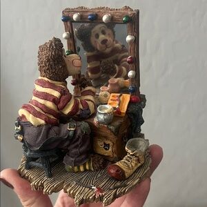 Boyds Bears Striped Clown with Mirror Sculpture